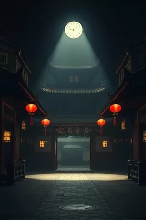 竖版海报：琥珀走廊中透光的旧式木窗与浮尘