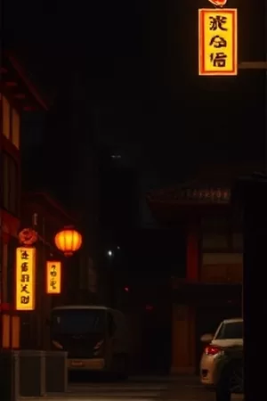 竖版海报：橘色信号灯下雾中的交通岗亭
